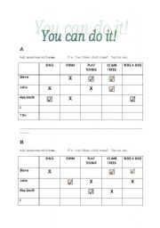 English worksheet: Can chart