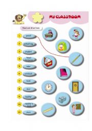 English Worksheet: school objects