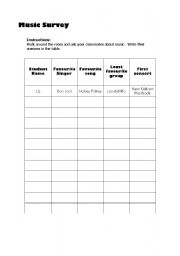 English Worksheet: Music Survey