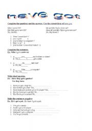 English Worksheet: HAVE GOT