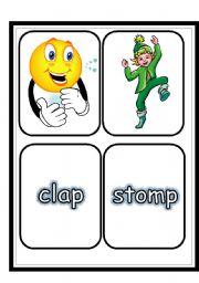 English Worksheet: IF YOURE HAPPY AND YOU KNOW IT - FLASHCARDS (2 PAGES) (30.07.2008)