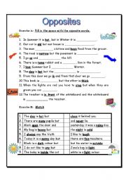 English Worksheet: opposites