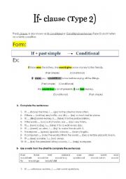 English Worksheet: If- clause (type2)
