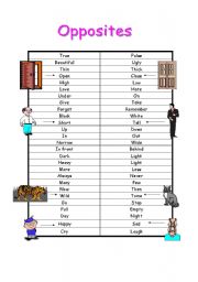 English Worksheet: opposites