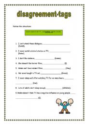 English Worksheet: Disagreement-tags