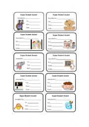 English Worksheet: Super student award