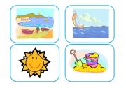 English Worksheet: At the beach flashcards