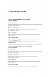 English worksheet: Exercises verb BE