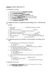 English Worksheet: subject