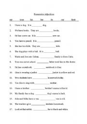 English Worksheet: Possessive Adjectives