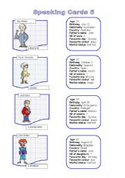 English Worksheet: Speaking cards 5 -Identifying people - 30.07.08