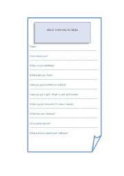 English worksheet: personal information card