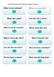 English Worksheet: Cards for elementary level part 2 (questions)