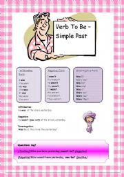 English Worksheet: Verb to be - simple past  (31.07.08)