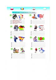 English Worksheet: Countries and nationalities