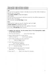 English Worksheet: FUTURE PERFECT AND FUTURE CONTINUOUS 