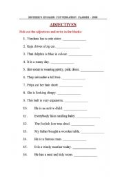 English worksheet: adjectives