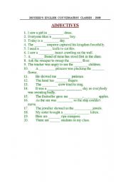 English worksheet: adjectives