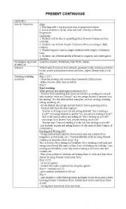 English Worksheet: Lesson Plan - Present Continuous