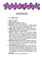 English Worksheet: Cosmic Wonders Project