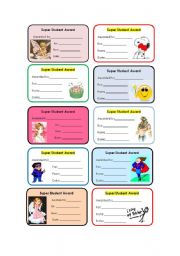 English Worksheet: Super student awards