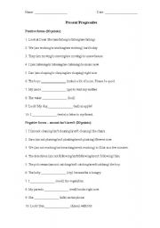 English Worksheet: Present progressive