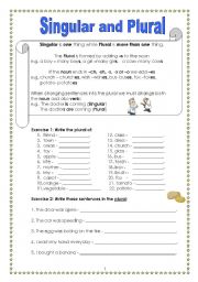 English Worksheet: Singular and Plural (Part 1)