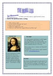 English Worksheet: The Mona Lisa
