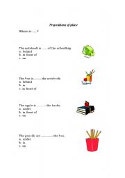 English worksheet: preposition of place