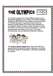 English Worksheet: THE OLYMPICS