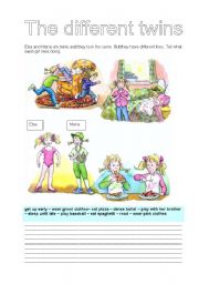 English Worksheet: THE DIFERENT TWINS (31/07)