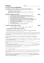 Ratatouille Film Comprehension Worksheet