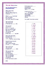 English Worksheet: Last Song by Poison