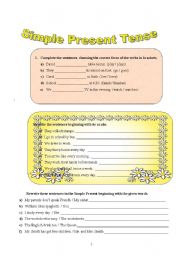 English Worksheet: Simple Present  Tense