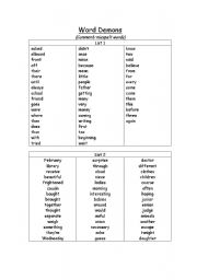 English worksheet: Word Demons