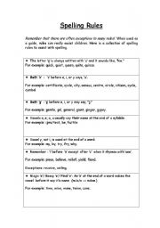 English Worksheet: Spelling Rules