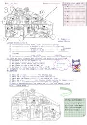 English Worksheet: There is/are(Aff/Neg/Int) Prepositions/Vocabulary: Parts of the house