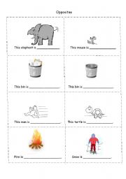 English Worksheet: Opposites