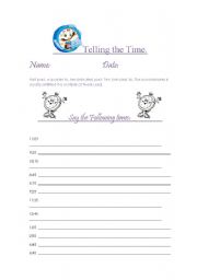 English worksheet: telling the time