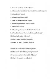 English worksheet: Quiz on Ireland