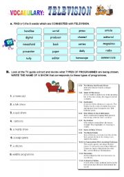 English Worksheet: Television