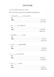 English worksheet: Verb to be