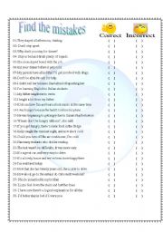 English Worksheet: FIND THE MISTAKES