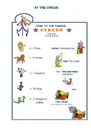 English Worksheet: At the Circus