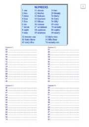 English Worksheet: numbers