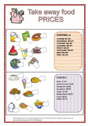 English Worksheet: Take away food prices