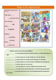 English Worksheet: Shops in the neighborhood