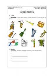 English Worksheet: instruments