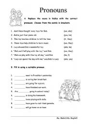 English Worksheet: Pronouns