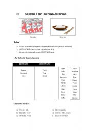 English worksheet: Countable and uncountable nouns; Some and any